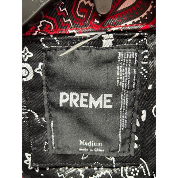 Preme Black Red Printed Jacket Heavy Denim Size M (9-03m) - Picture 2 of 12